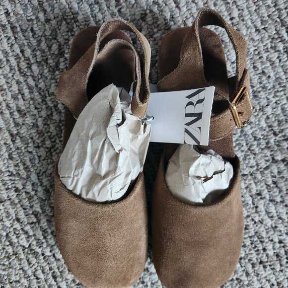 ZARA SPLIT LEATHER CLOGS - SIZE 6.5 (EUR 37) - Picture 2 of 8